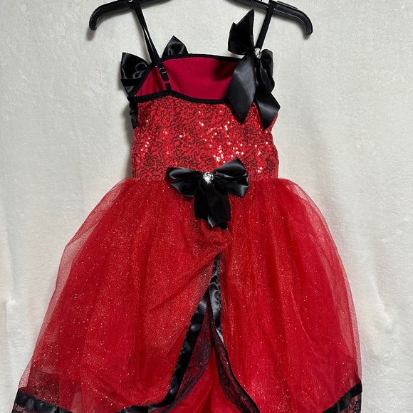 Sequins Red Mesh Flower Girl Dress Child LC Christmas Wedding Pageant Costume - Picture 1 of 7